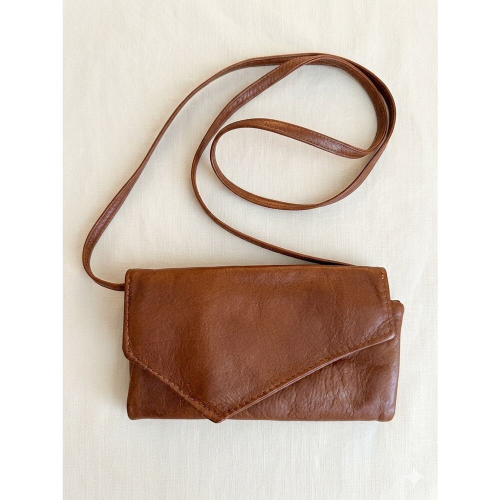 Vintage Brown Leather Crossbody Wallet Bag Renaissance Faire Boho Festival
